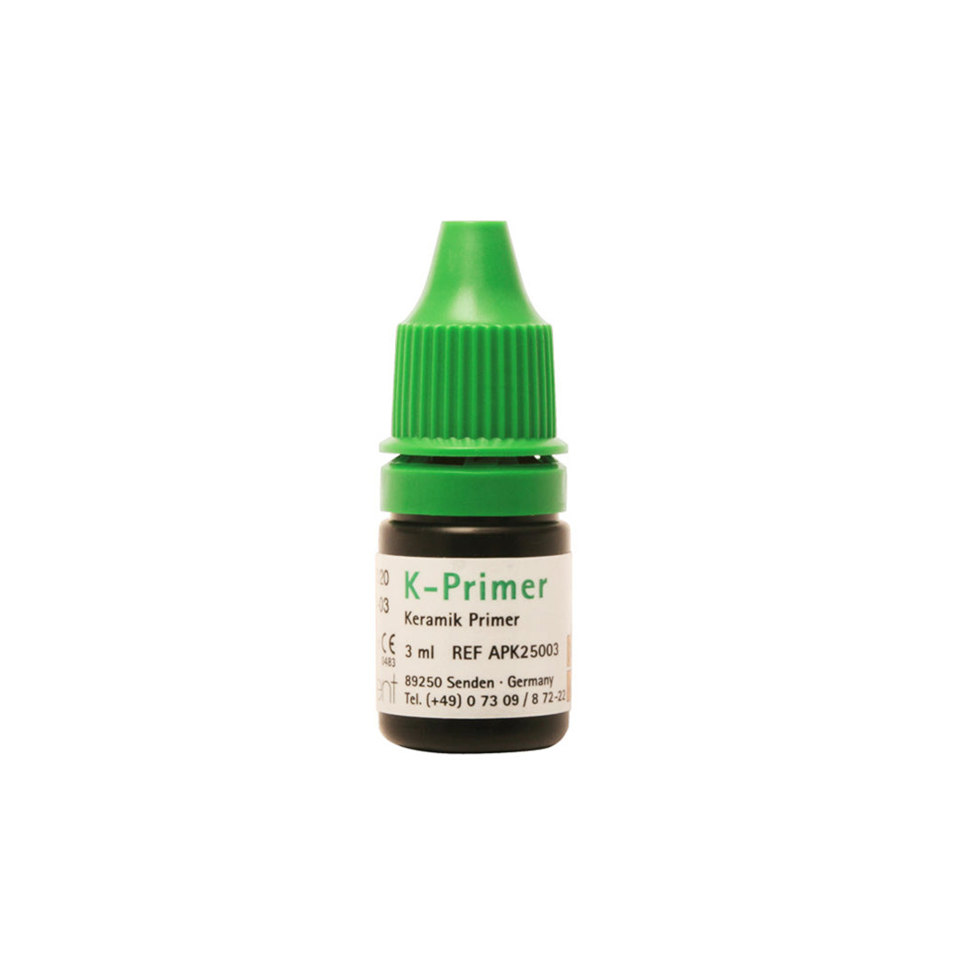 A 3ml bottle with a green lid; bottle is labeled "K-Primer".