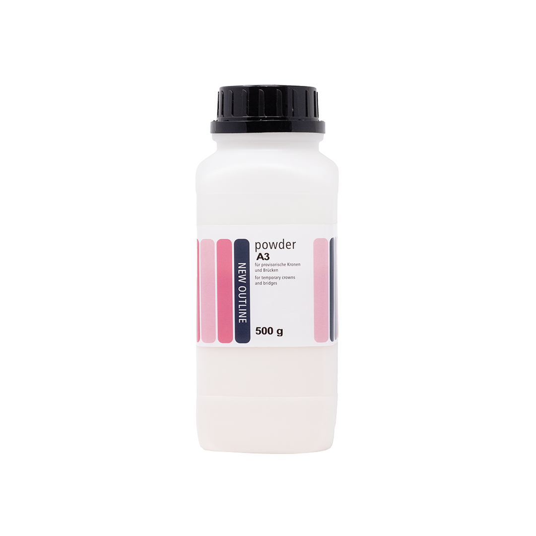 A 500g container of New Outline Dentin Powder on a white background.