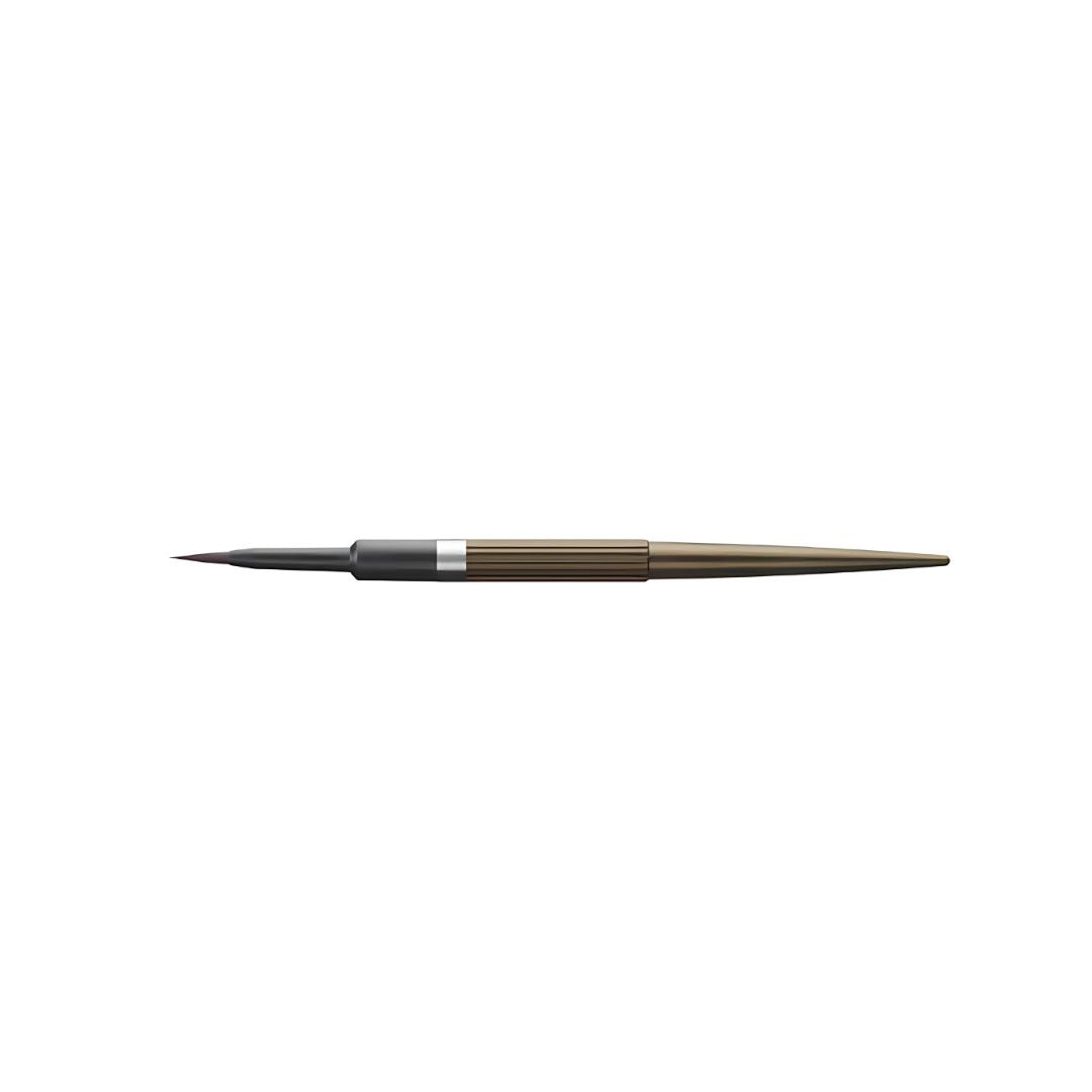 A Smile Line Nera Brush, with a bronze-colored handle and black tip, on a white background.